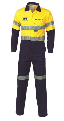 DNC Hi Vis Two Tone Cotton Coverall With 3M R/Tape (3855)