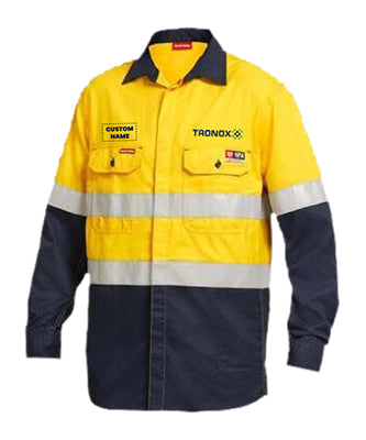 Hard Yakka Shieldtec Fr Hi-Visibility Two Tone Open Front Long Sleeve Shirt With Fr Tape (Y04350)