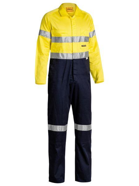 Bisley  2 Tone Hi Vis Lightweight Coveralls 3m Reflective Tape-(BC6719TW)